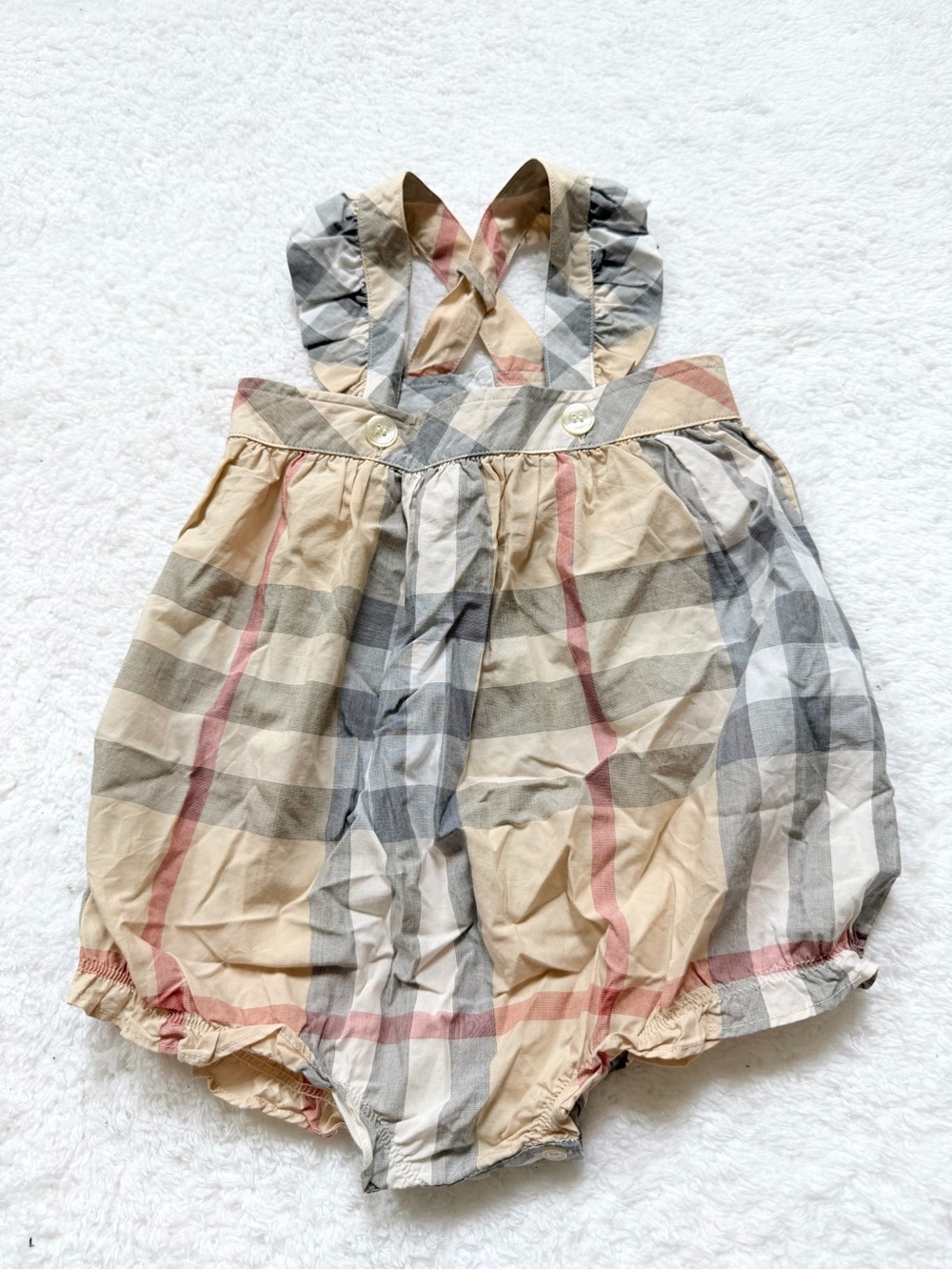 Burberry Baby Romper Nova Check 6m Girls One Piece Rompers Plaid Beige
